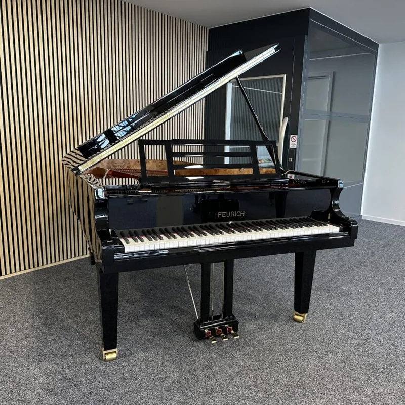 FEURICH 179 & DYNAMIC II (Black Polish & Brass) – Toàn cảnh thiết kế tại Nah Music